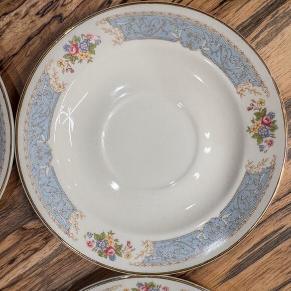 1939 Edwin Knowles-Blue Dawn Collection, Semi-Vitreous, Saucers, 6”, Set of 4 - Picture 3 of 10